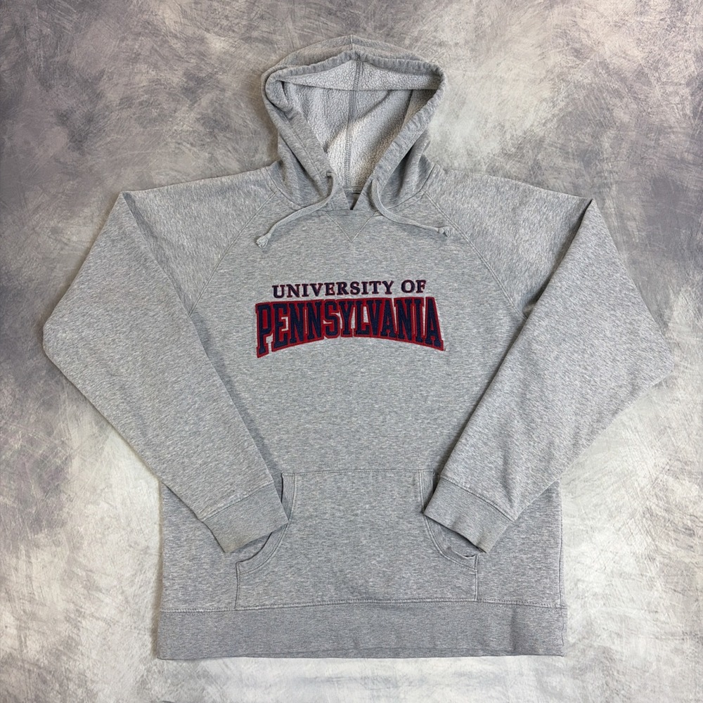 Champion University of Pennsylvania Hoodie Mens Medium Gray Embroidered UPenn